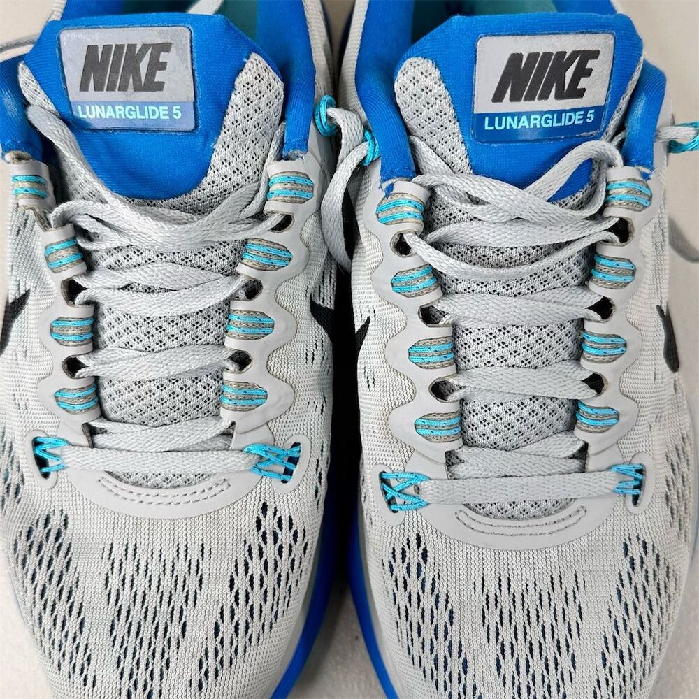 Nike LunaGlide +5 Men's Gray/Blue Sneakers Mesh Flywire Tech Support Siz…
